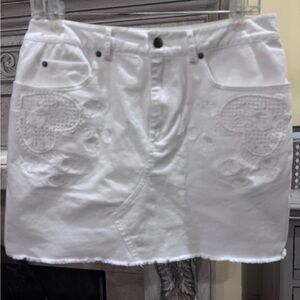 White Denim Distressed Skirt Size 8 Rebecca Minkoff